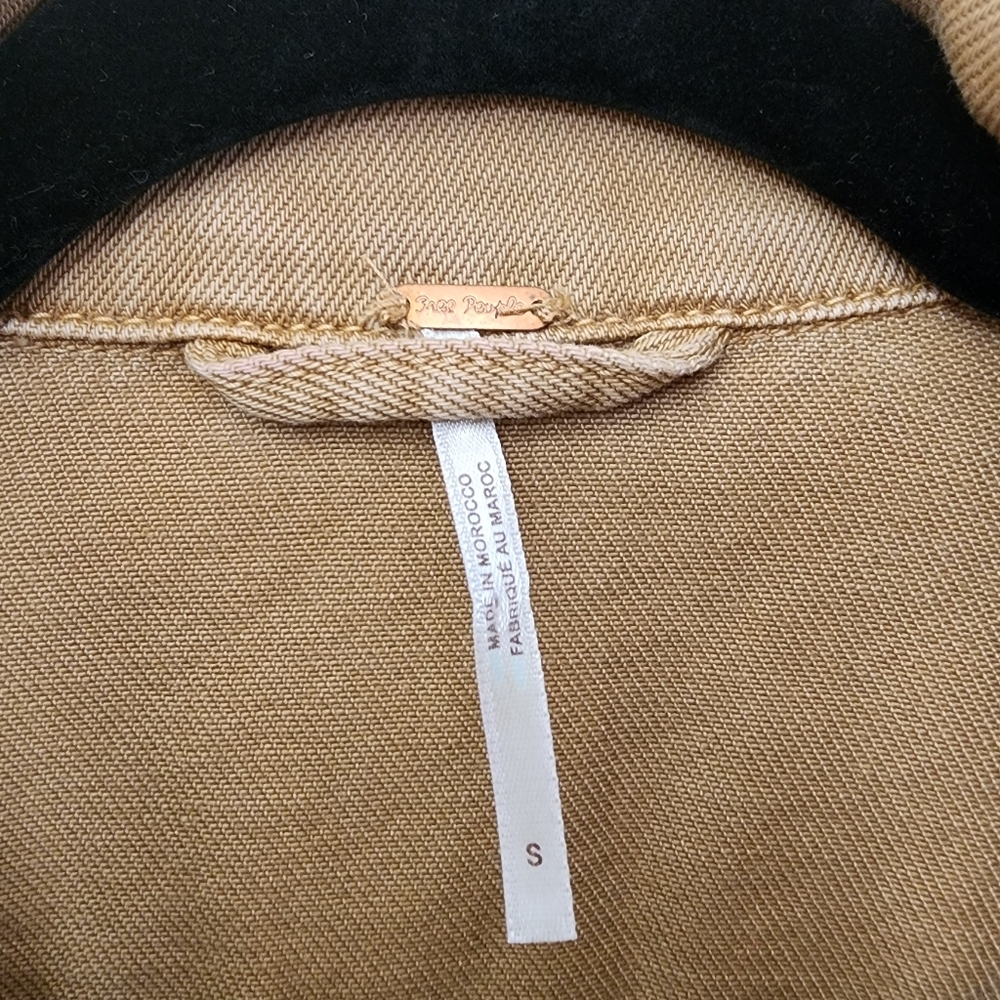 Free People Brown Denim Jacket Warm Sands Size Small Boho Rumors Jacket - Picture 9 of 11